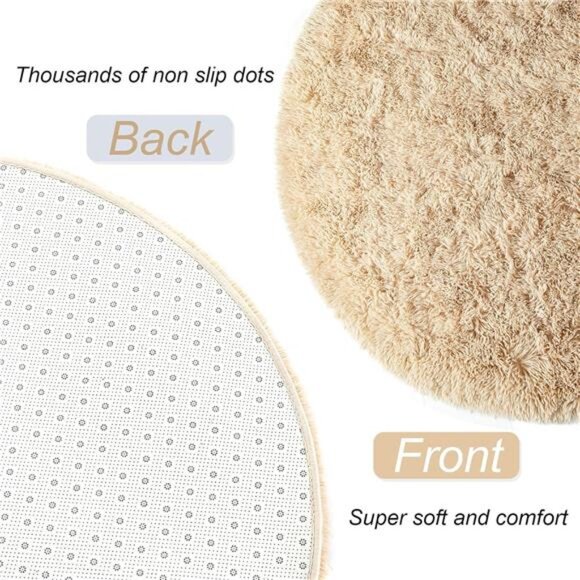 Fluffy Beige Bedroom Rug 2.6 x5.3 Feet,haggy Area Rugs for Bedroom Bedside Girls - Picture 6 of 8